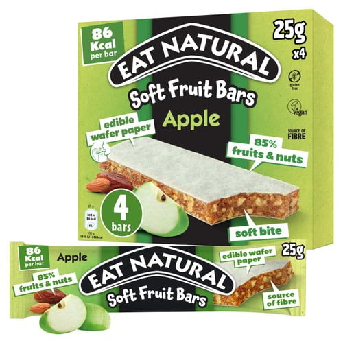 Eat Natural Apple Soft Fruit Bars 4 x 25g, British Import (Pack of 3)