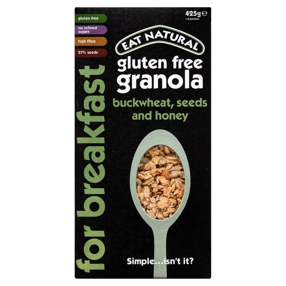 Eat Natural Gluten Free Granola - Buckwheat, Seeds and Honey 425g, Imported from Britain