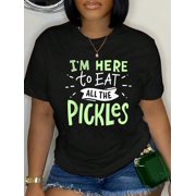 Im Here To Eat All The Pickles Funny Cucumber Pickle Lover Relaxed Fit Classic Comfort Cotton T-Shirt Womens Mens Graphic Tee Crew Neck summer vacation Tops