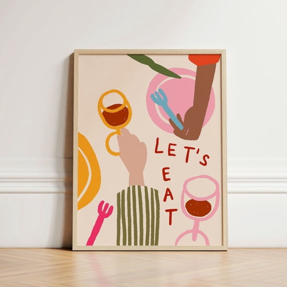 Let'S Eat Print, Kitchen Wall Art, Abstract Print, Quirky Art Print, Kitchen Poster, Kitchen Print, Dining Room, Apartment Decor, UNFRAMED PAPER POSTER, Home Decor, Vintage Gift, Living Room Dercor