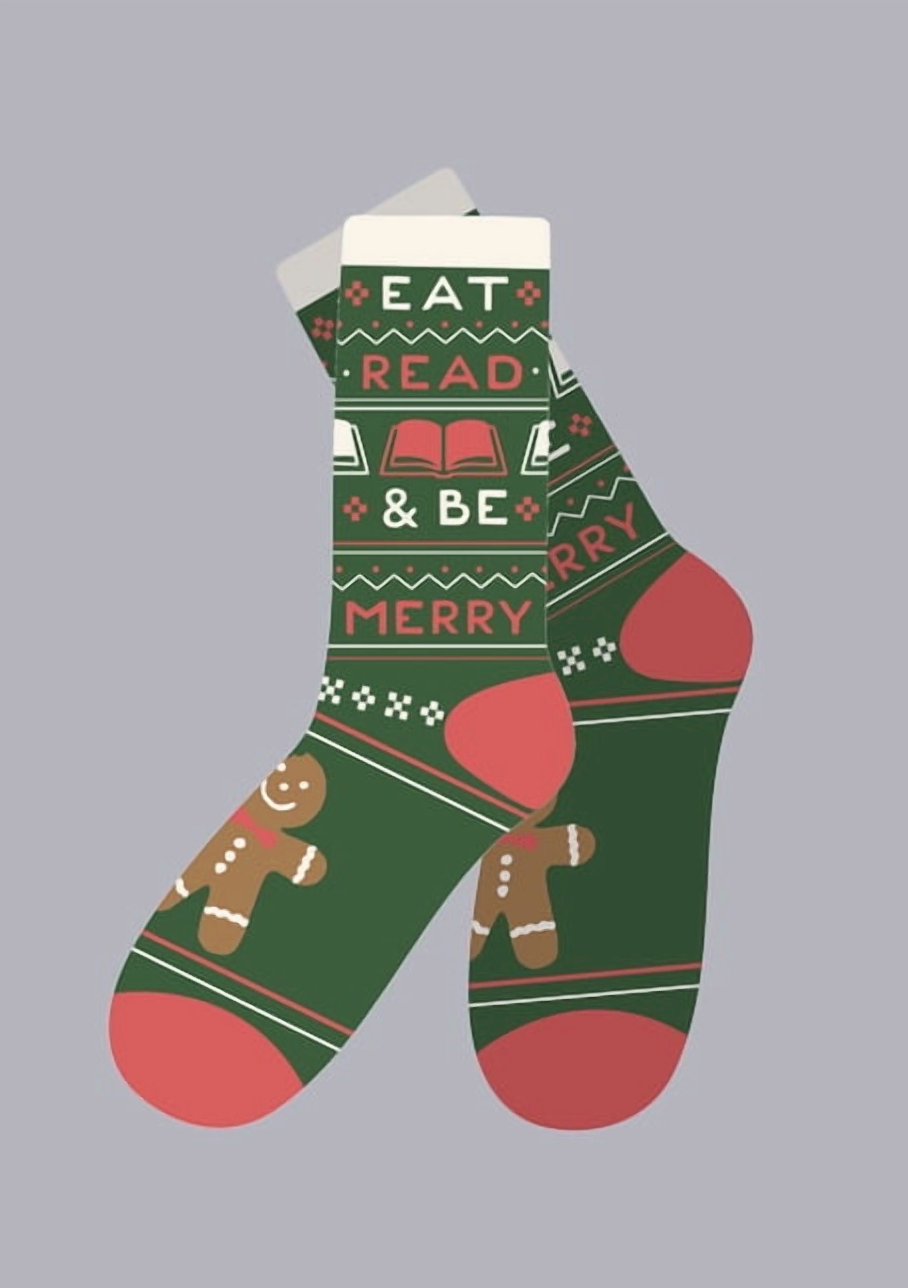 OUT OF PRINT Eat, Read, & Be Merry Cozy Socks - Large (Other)