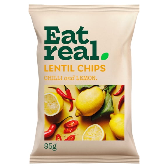 Eat Real Lentil Chips - Chilli & Lemon 95g, Imported from Britain