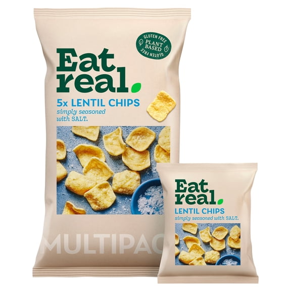 Eat Real Lentil Chips Multipack - Salted 5 Pack 18g, Imported from Britain