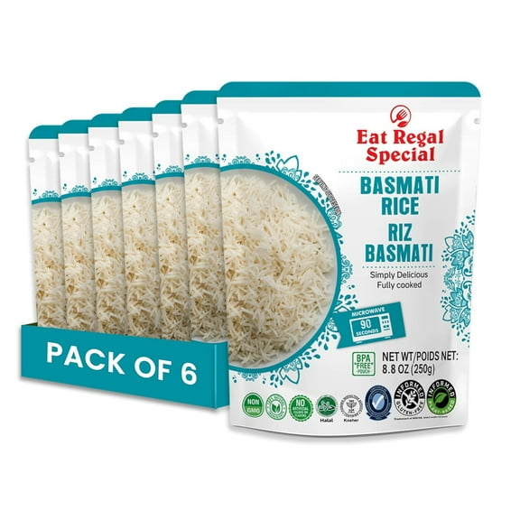 Eat Regal Basmati Rice – Fully Cooked, Microwaveable in 90 Seconds, Ready-to-Eat Precooked Basmati Rice