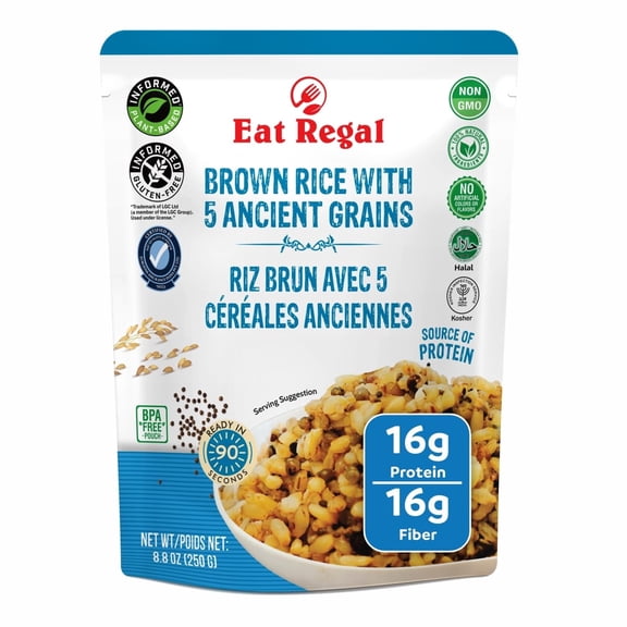 Eat Regal Brown Rice with 5 Ancient Grains, Fully Cooked, Gluten-Free, Pack of 6
