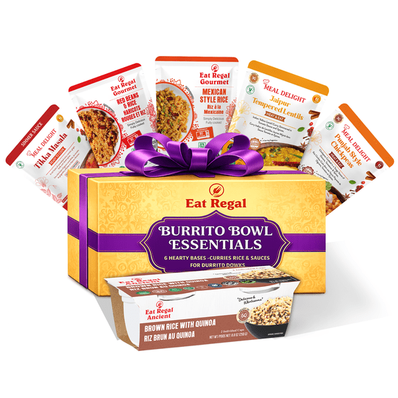 Eat Regal Burrito Bowl Essentials Gift Box Limited Edition Holiday Gift Heat and Eat Pack of 6