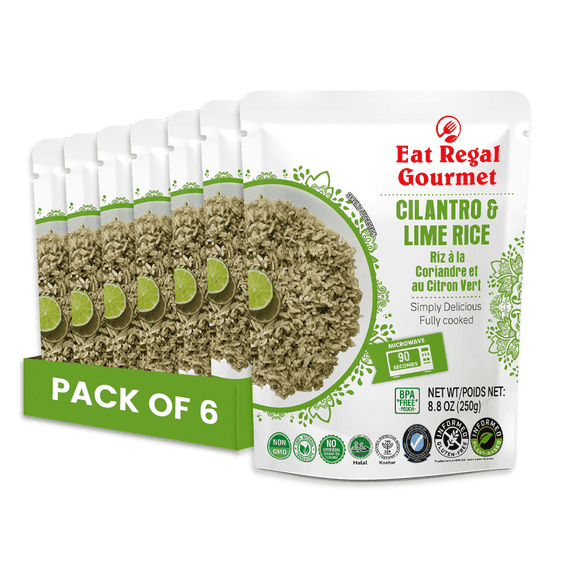 Eat Regal Microwave Cilantro & Lime Rice, Gluten-Free, Fully Cooked Heat & Eat in 1.5 Minutes, 8.8 oz, pack of 6