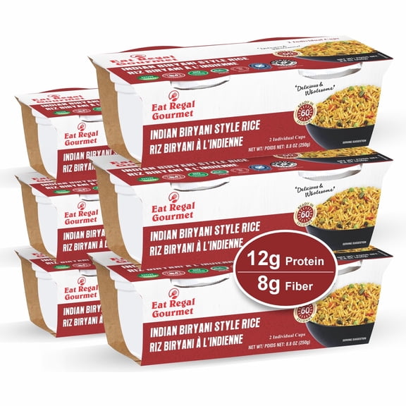Eat Regal Biryani Rice Cups, Gourmet Indian Style, Gluten-Free, 8.8oz, Pack of 6