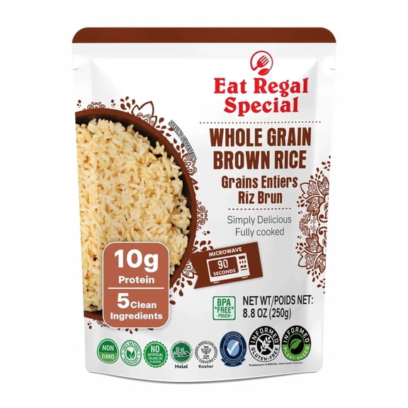 Eat Regal Whole Grain Brown Rice, Microwave in 1.5 Minutes, 8.8 oz (pack of 6), Shelf-Stable