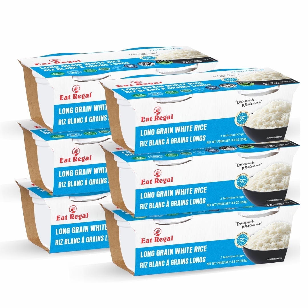 Eat Regal Special Long Grain White Rice, Ready in 55 Seconds, 2 Individual Cups, Pack of 6, 8.8 oz