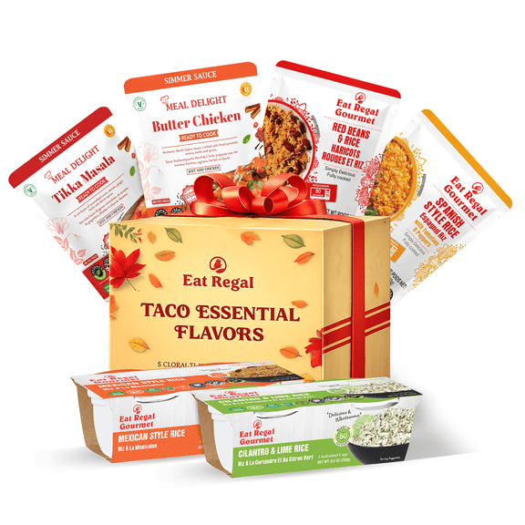 Eat Regal Taco Essentials Gift Box with Rice & Simmer Sauces, 6 Count, Shelf-Stable
