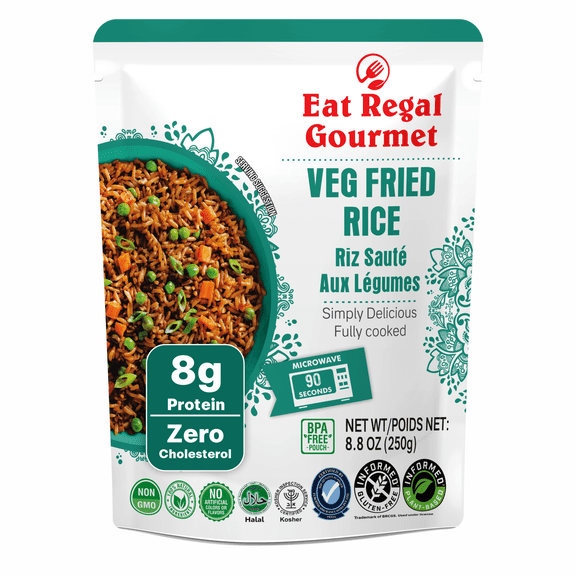 Eat Regal Veg Fried Rice, Microwave Vegetable Fried Rice - 12 Pack Instant Rice Ready in 90 Seconds