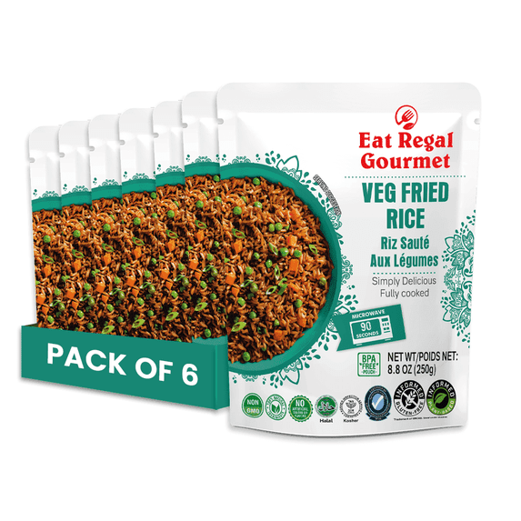 Eat Regal Veg Fried Rice, 8g Protein per Pouch, Microwave in 1.5 Minutes, 8.8oz, Pack of 6
