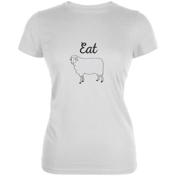 Eat Sheep White Juniors Soft T-Shirt - Large