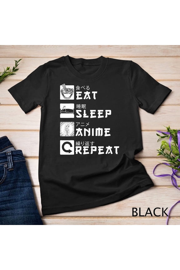 Eat Sleep Anime Repeat Japanese Manga Lover Cosplay Hobby Graphic Tee,for men and women up to 5XL