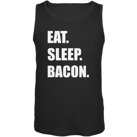 Eat Sleep Bacon Black Adult Tank Top - 2X-Large