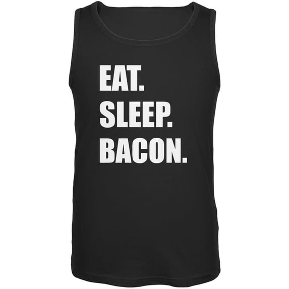 Eat Sleep Bacon Black Adult Tank Top - Large