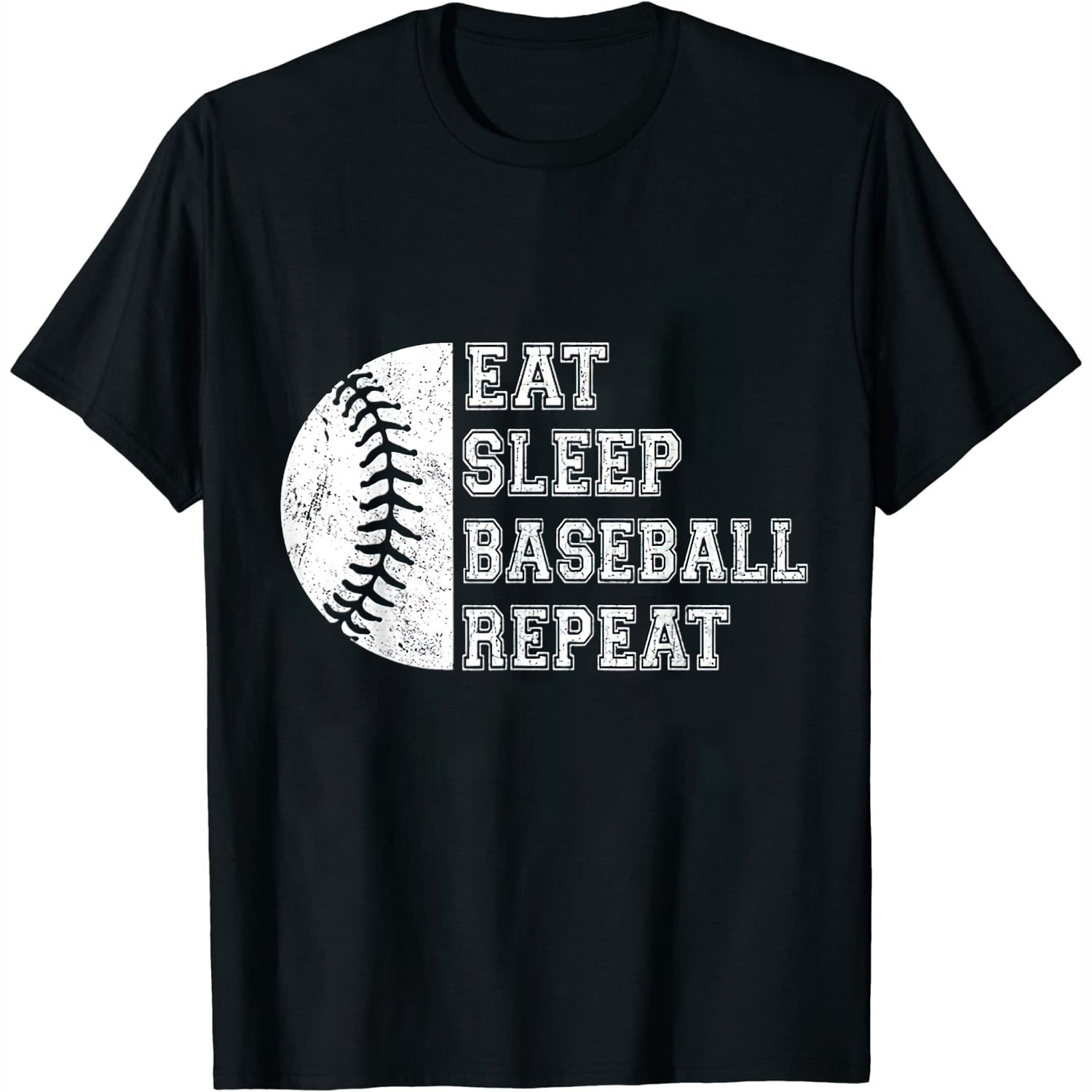 Eat Sleep Baseball Repeat Baseball Player Funny Ba Women's Casual T ...