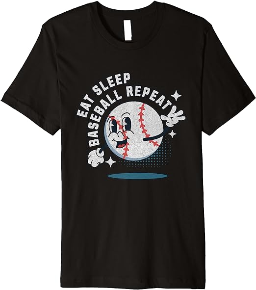 Eat Sleep Baseball Repeat Baseball Player Funny Baseball Bat Premium T
