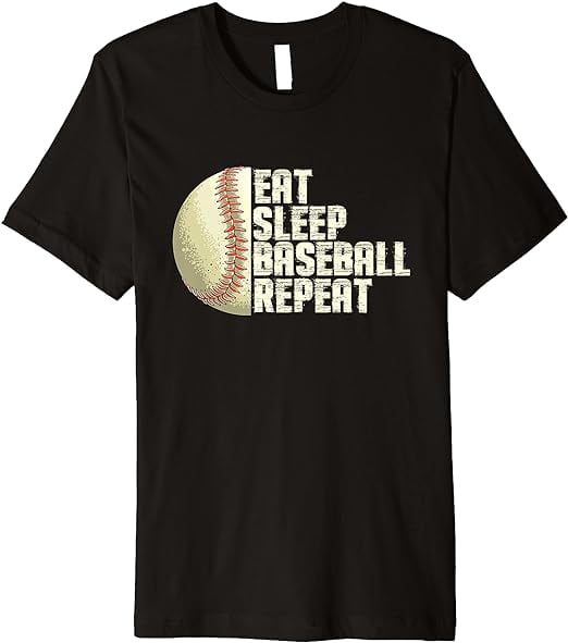 Eat Sleep Baseball Repeat Baseball Player Funny Baseball Premium T