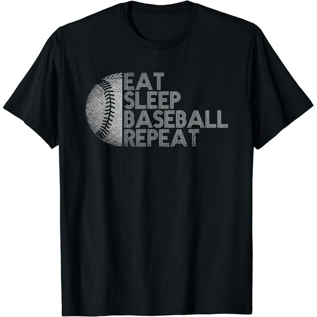 Eat Sleep Baseball Repeat Baseball Player Funny Baseball TShirt Black