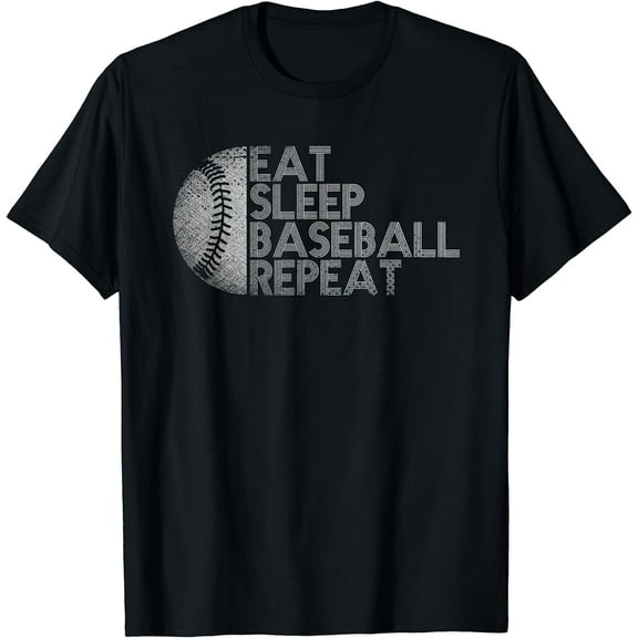 Eat Sleep Baseball Repeat Baseball Player Funny Baseball T-Shirt Black Small