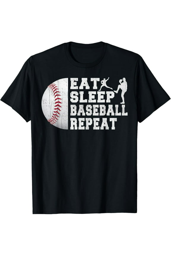 Eat Sleep Baseball Repeat Funny Baseball Men Boys Youth T-Shirt