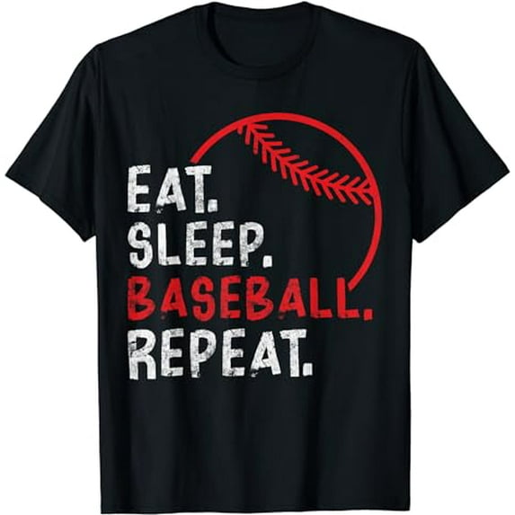 Eat Sleep Baseball Repeat Funny Softball Baseball T-Shirt