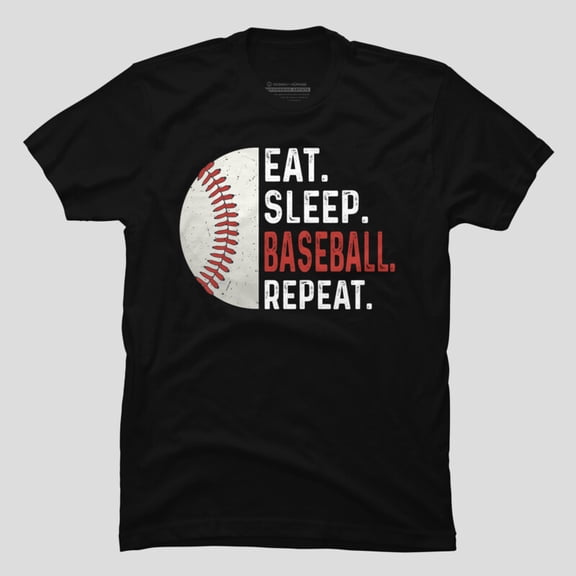 Eat Sleep Baseball Repeat Funny Sports Player Fan Coach Quote Unisex T-Shirt, Up to Size 5XL