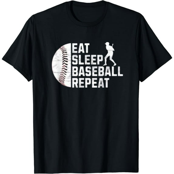 Eat Sleep Baseball Repeat Men Boys Kid Funny Baseball Player T-Shirt