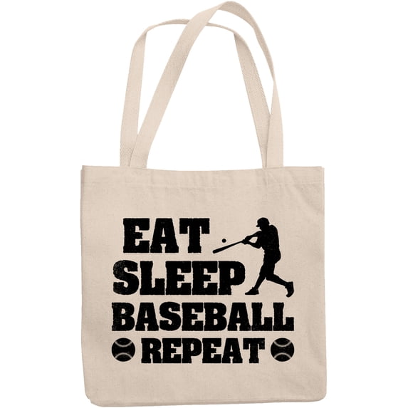 Eat Sleep Baseball Repeat, Player, Athlete, Coach or Sports Lover, 12oz Canvas Tote Bag