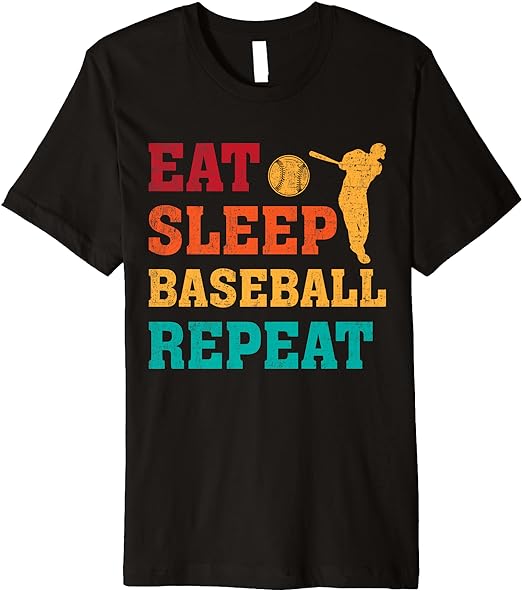 Eat Sleep Baseball Repeat Tee Baseball Player Funny Baseball Premium T