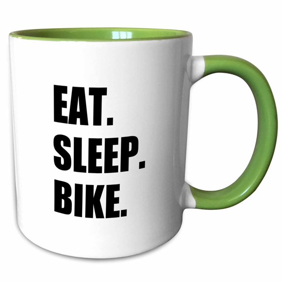 3drose, Eat Sleep Bike - Passionate About Biking - Biker Typography Text Gifts, 11oz Two-tone Green Mug