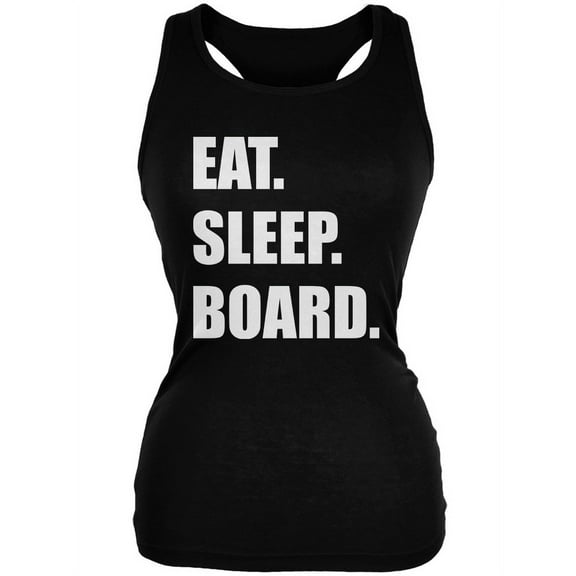 Eat Sleep Board Black Juniors Soft Tank Top - Medium