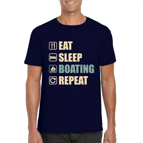 Eat Sleep Boating Repeat Funny Boat Lovers Gift Nautical Life Graphic T-Shirt, for men & women, up to size 5XL