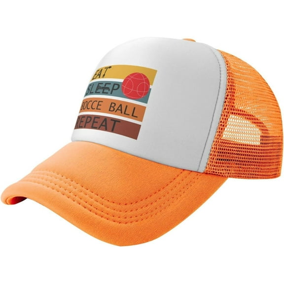 Eat Sleep Bocce Ball Repeat Hat Mesh Cap for Men Women, Adjustable Trucker Hat Baseball Cap