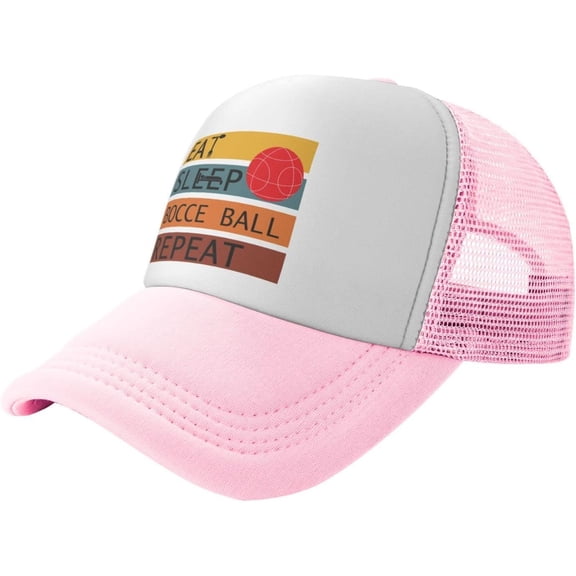 Eat Sleep Bocce Ball Repeat Hat Mesh Cap for Men Women, Adjustable Trucker Hat Baseball Cap