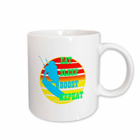 3drose, Eat Sleep Boost Repeat Kitesufer with Yellow Retro Sunset, 15oz Mug