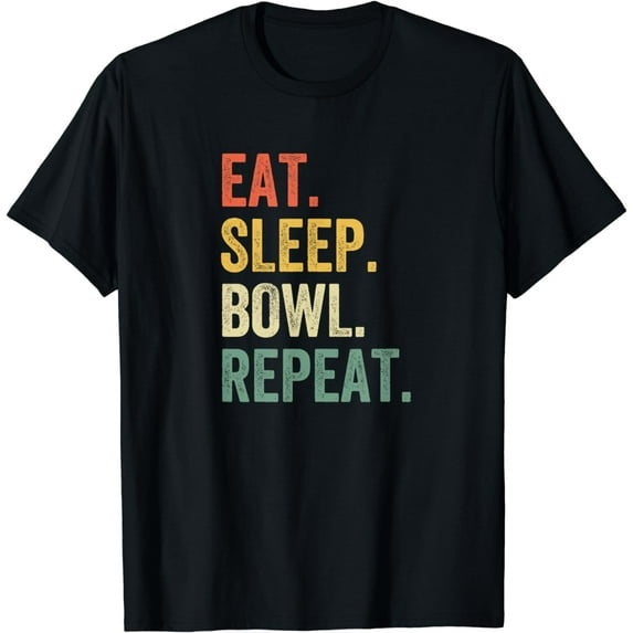 Eat Sleep Bowl Repeat Funny Bowler Vintage Bowling Team T-Shirt