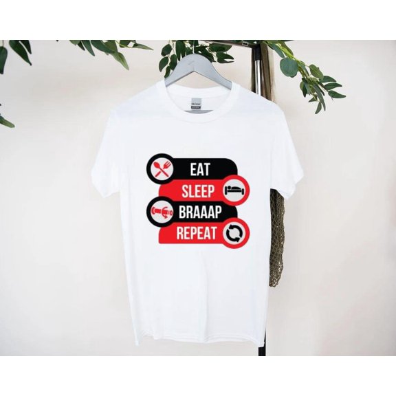 Eat Sleep Braaap Repeat Dirt Bike Motocross Rider Graphic T-Shirt, for men & women, up to size 5XL