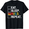 thumbnail image 1 of Eat Sleep Build Repeat Master Builder Bricks Blocks T-Shirt, 1 of 4