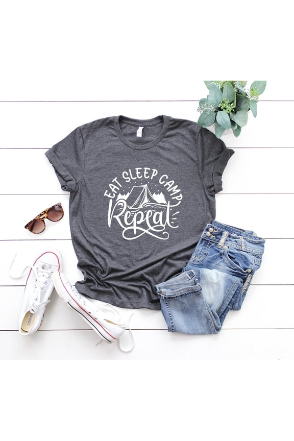 Eat Sleep Camp Repeat Shirt, Camping shirt, Camper Shirt, Camping Life Shirt, Camping Group, Camp Crew, Gift for Camper, Family Camp Shirt