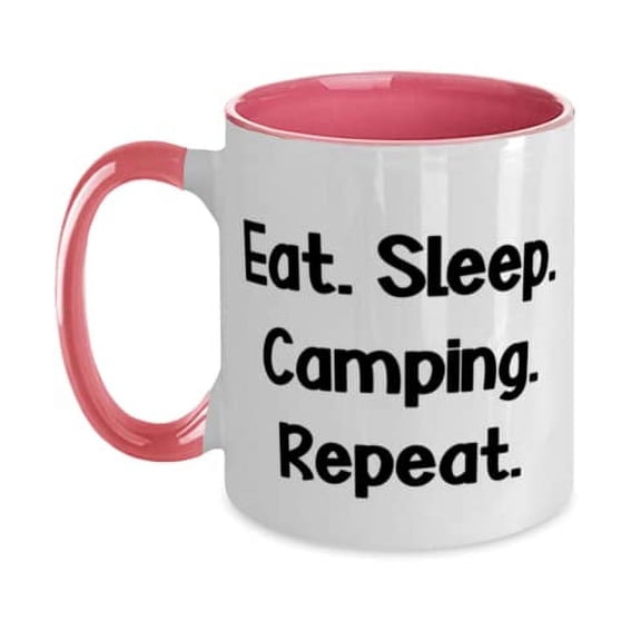 Eat. Sleep. Camping. Repeat. Two Tone 11oz Mug, Camping Cup, Cheap For Camping