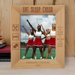 Eat Sleep Cheer Personalized Wooden Frame 8" x 10" Brown (Vertical)
