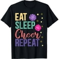 thumbnail image 1 of Eat Sleep Cheer Repeat Cheerleader Cheering Squad Dancer T-Shirt Black Medium, 1 of 4