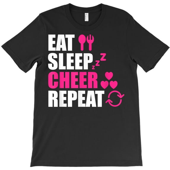 Eat Sleep Cheer Repeat Funny Cheerleader Cheering Squad Gag G13587 Unisex T-Shirt, Up to Size 5XL