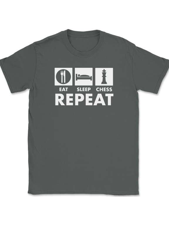 Eat Sleep Chess Repeat T-Shirt Funny Hobby Humor Board Game Tee - Charcoal, 3XL