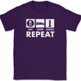 thumbnail image 1 of Eat Sleep Chess Repeat T-Shirt Funny Hobby Humor Board Game Tee - Purple, M, 1 of 1