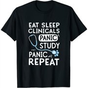 Eat Sleep Clinicals Panic Study Veterinarian Student Gift Womens T-Shirt Black S
