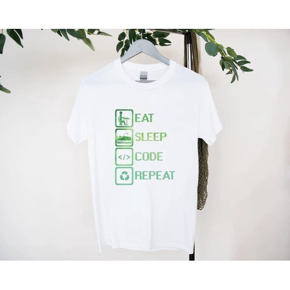 Eat Sleep Code Repeat Developer Routine Coding Humor Tee T-Shirt, for men & women, up to size 5XL